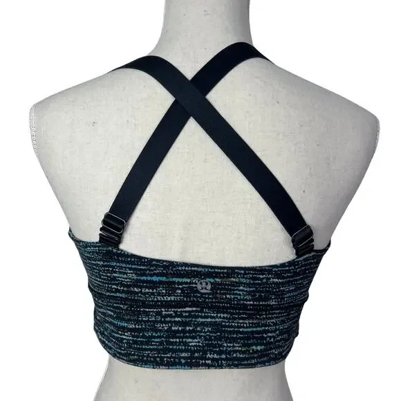 Lululemon Both Ways Sports Bra Strappy Back Blue Black Size 10 - Picture 5 of 7